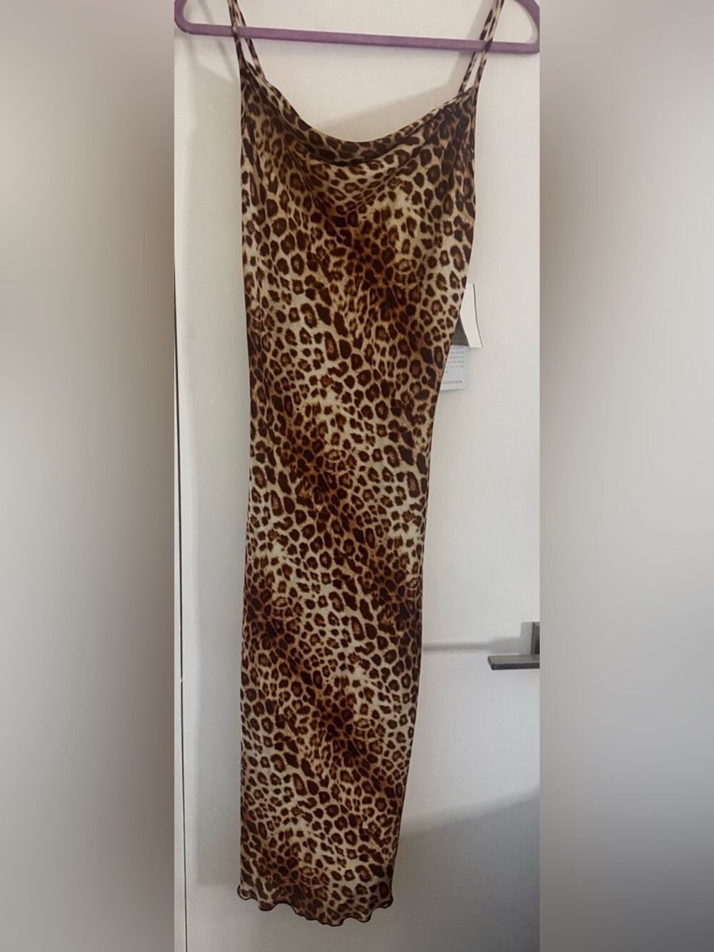 Bebe Satin Cheetah Animal Print Satin Bias Cut Midi Slip Dress Small NWT